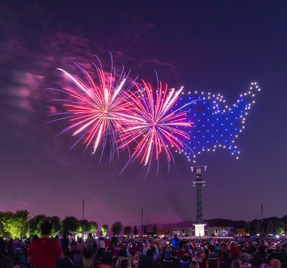 Drones form the shape of the United States of America